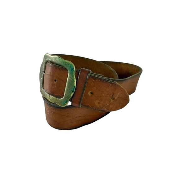 True Vintage Tan Genuine Leather Floral Pattern Belt Unisex 34 main image 7